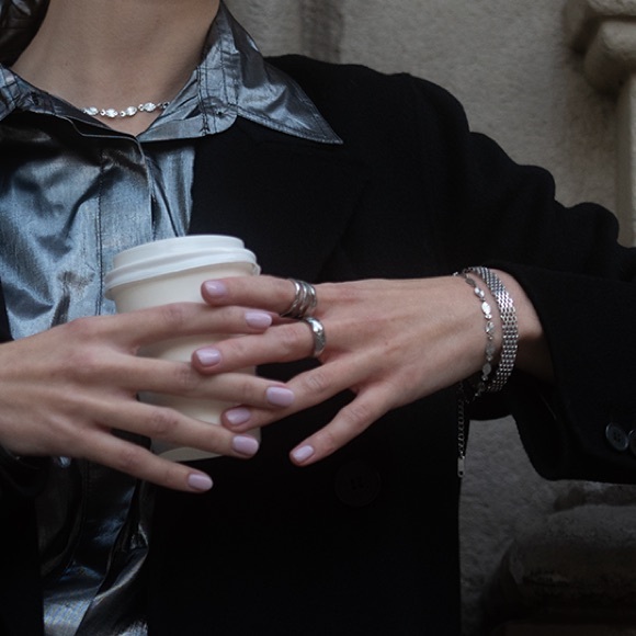 Silver Multi-Row Chain Mesh Bracelet - Picture 3 of 3